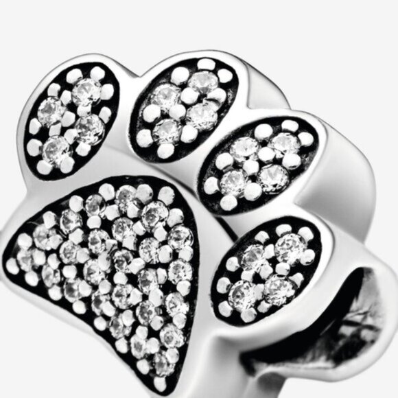 🌺Pandora Dog Paw Print Charm with Clear - Picture 4 of 5
